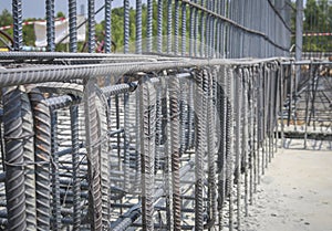 Reinforce iron cage in a construction site