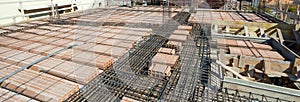Reinforce iron cage net for built building floor.