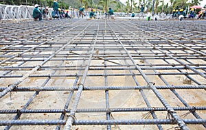 Reinforce iron cage net for built building floor in construction