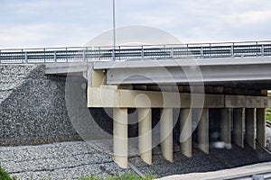 Reinforced concrete construction road junction. Road construction and bridges