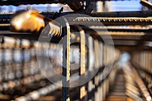 Reinforced concrete construction techniques, the photo of connecting the iron placed in the column.