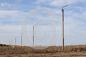 Reinforced concrete electric lighting poles with LED lights