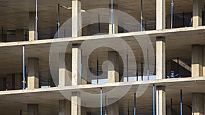 Reinforced concrete floors on a building under construction. construction industry