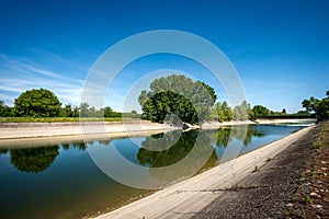 Reinforced Concrete Irrigation Canal in the Padan Plain - Lombardy Italy