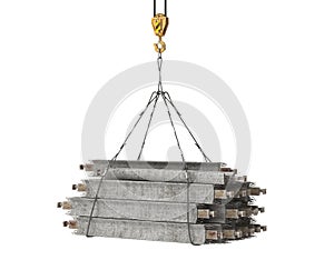 Reinforced concrete lintels on crane 3d