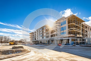 A reinforced concrete slab integrates steel rebar with a dense concrete mix, ensuring superior strength photo