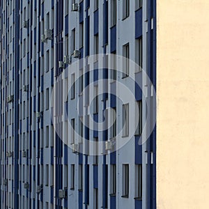 Reinforced concrete wall of a multi-storey building in the process of construction.