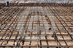 Reinforced Foundation for pouring concrete in the construction of a house on a plot of land