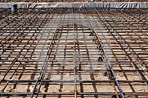 Reinforced Foundation for pouring concrete in the construction of a house on a plot of land