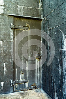 Reinforced metal door of the old fort dugout, Key West, Florida, US