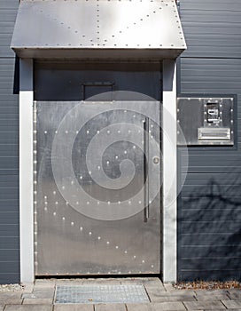 Reinforced metal door to the property. Safe house