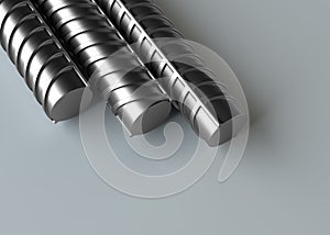 Reinforcement bars stack on gray background