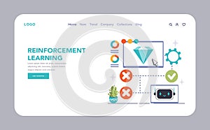 Reinforcement Learning concept. Flat vector