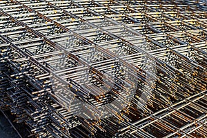 Reinforcing mesh, stacked steel bars