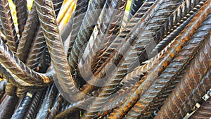 Reinforcing wires. Texture of rough wire and corroded metal