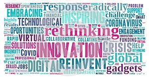 Reinvent and rethink innovation word cloud