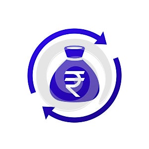 reinvest money icon with indian rupee