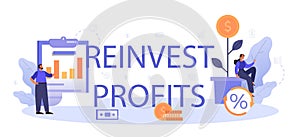 Reinvest profit typographic header. Investing business profit in a new project.