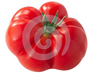 Reisetomate  heirloom ribbed tomato Solanum lycopersicum fruit isolated