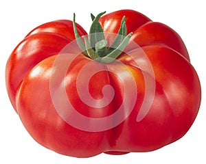 Reisetomate  heirloom ribbed tomato Solanum lycopersicum fruit isolated photo