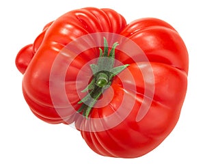 Reisetomate  heirloom ribbed tomato Solanum lycopersicum fruit isolated