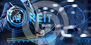 REIT Real estate investment fund ETF Financial stock market business concept.