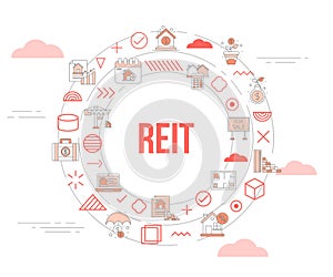 reit real estate investment trust concept with icon set template banner and circle round shape