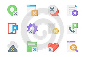 Reject 3d icons set. Vector elements for mobile app and web design