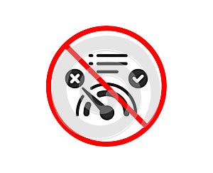 Reject bandwidth meter icon. No internet sign. Vector