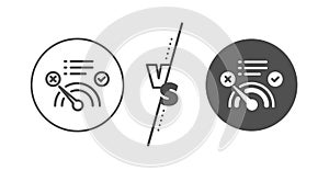Reject bandwidth meter line icon. No internet sign. Vector