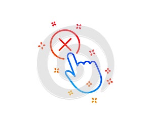 Reject click line icon. Decline button sign. Vector