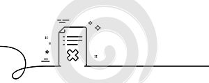 Reject file line icon. Decline document sign. Continuous line with curl. Vector