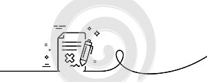 Reject file line icon. Decline document sign. Continuous line with curl. Vector