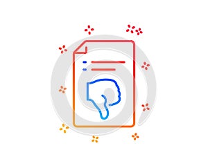 Reject file line icon. Decline document sign. Vector