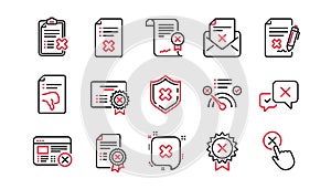 Reject line icons. Decline, Cancel and Dislike. Linear icon set. Vector