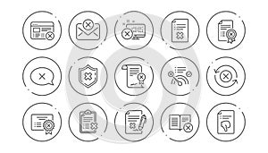 Reject line icons. Decline, Cancel and Dislike. Linear icon set. Vector