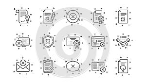 Reject line icons. Decline, Cancel and Dislike. Linear icon set. Vector