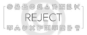 reject man stop stamp cancel icons set vector