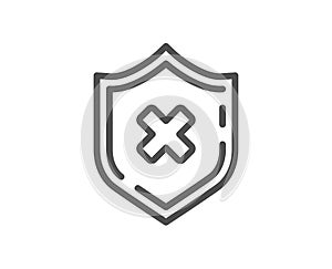 Reject protection line icon. Decline shield sign. Vector