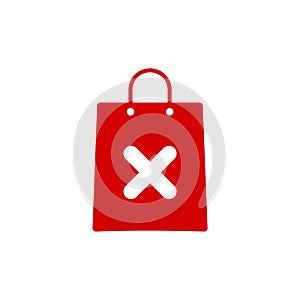 Reject shop bag icon isolated on white background