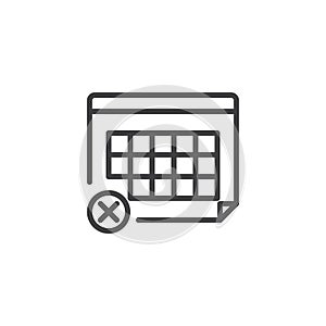 Rejected calendar event line icon