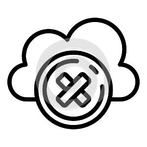 Rejected data cloud icon, outline style