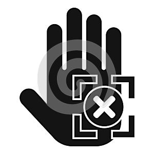 Rejected palm scanning icon simple vector. Social system