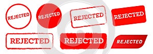 rejected red circle and square stamp label sign refuse fail wrong negative decision