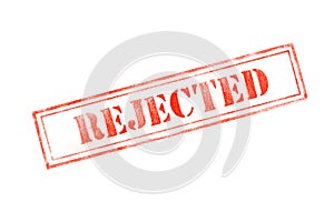 `REJECTED ` rubber stamp over a white background