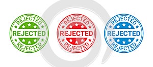 Rejected stamp. Red round mark Denied Vector illustration