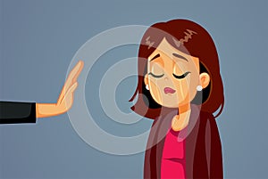 Rejected Woman Feeling Sad Vector Cartoon Illustration