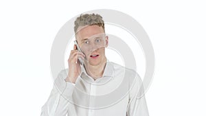 Rejecting, Denying Young Man on White Background photo