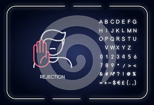 Rejection neon light icon