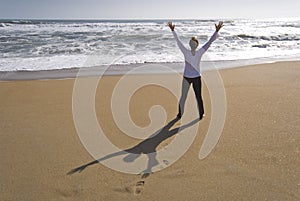 Rejoicing at beach photo